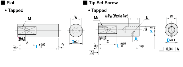 Support Pins - Flat, Tip Set Screw - Tapped:Related Image