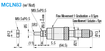[Stage Maintenance Part] Micrometer Heads (Coarse Feed +/-6.5mm, Fine Feed 0.2mm):Related Image