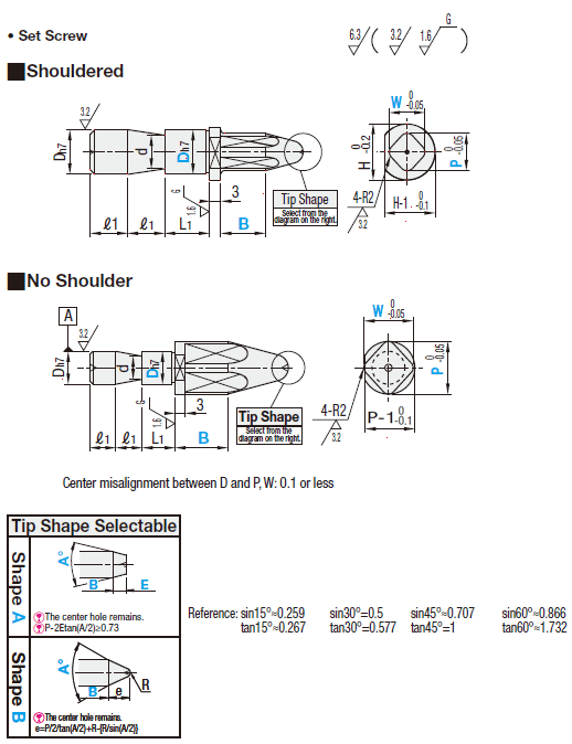 Locating Pins for Fixtures - Square Head, Set Screw:Related Image