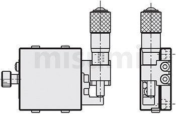 Micrometer Knob Position Diagram of MISUMI Manual X-Axis Positioning Stage Standard Type