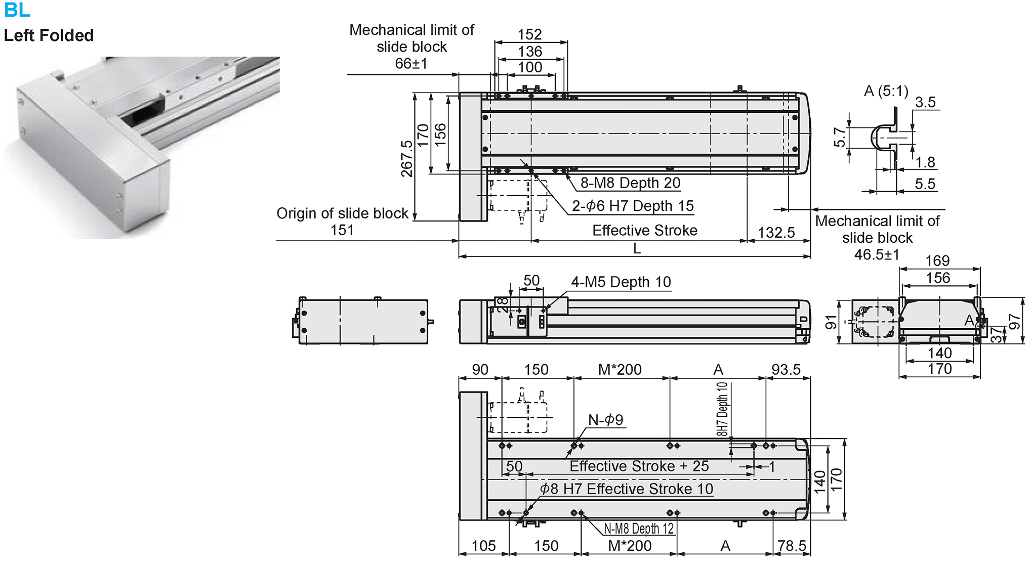 Dimensional Drawing of E-MTH17-BL