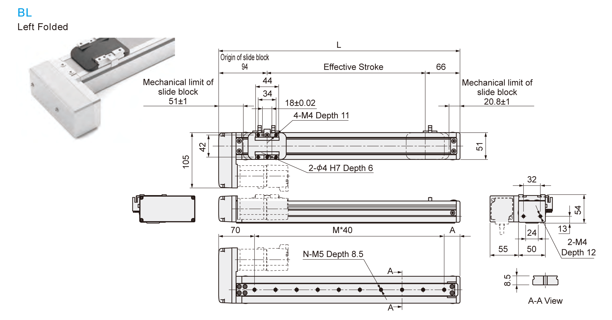 Dimensional Drawing of E-MTH5-BL