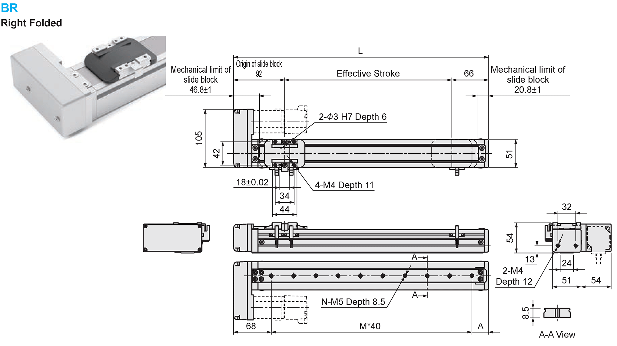 Dimensional Drawing of E-MTH5-BR