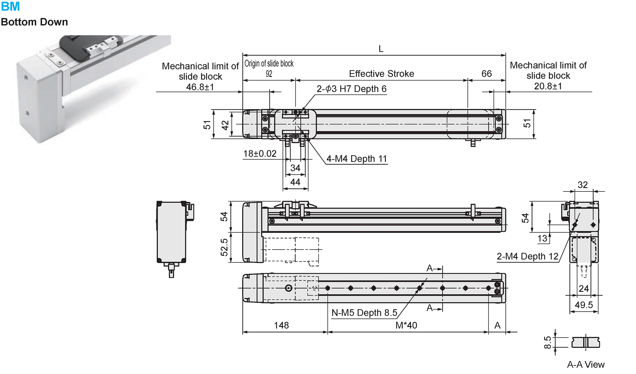 Dimensional Drawing of E-MTH5-BM