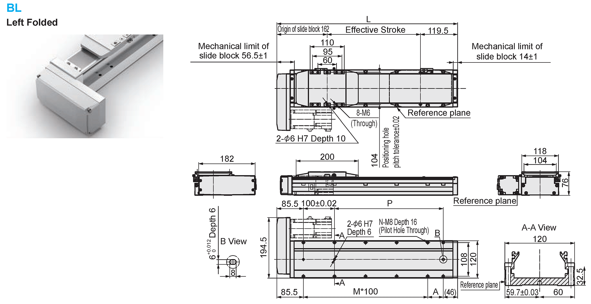 Dimensional Drawing of E-MCT12-BL