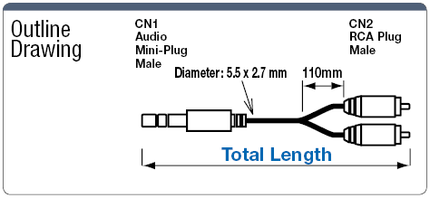 Audio Mini Plug Harness (Ø 3.5 MM Stereo Mini Plug ⇔ RCA Conversion):Related Image
