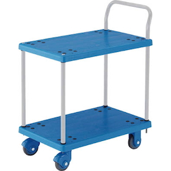 Plastic Trolley, Grand Cart, Silent, One-Side Handle 2-Level Type