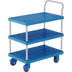 Plastic Trolley, Grand Cart, Silent, One-Side Handle 3-Level Type