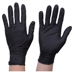 Nitrile Rubber Gloves, TRUSCO Disposable, TG Standard 0.08 Powder Free Black/Blue/White S/M/L