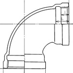 Drainage Screw Fitting, 90°, Large Bend Elbow