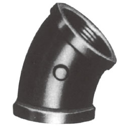 Screw-In Malleable Cast Iron Pipe Fitting, 45° Elbow with Collar