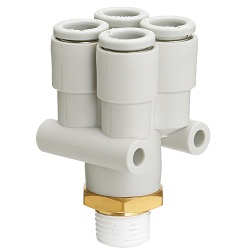 Quick-Connect Fitting, KQ2 Series, Double Branch, KQ2UD (With Sealant / Without Sealant) KQ2UD06-01A-X35