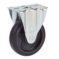 Press-Formed Sound-Dampening Caster, Rubber Wheels, Fixed