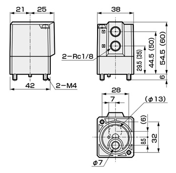 Drawing 5 of Air-Operated 2-Port Valve, Manifold, Compact Cylinder Valve GNAB/GNAB□V Series