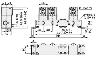 Drawing 8 of Air-Operated 2-Port Valve, Manifold, Compact Cylinder Valve GNAB/GNAB□V Series