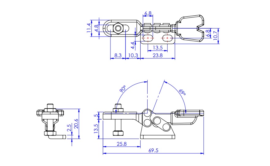 Toggle Clamp - Horizontal - U-Shaped Arm (Flange Base) GH-22020 