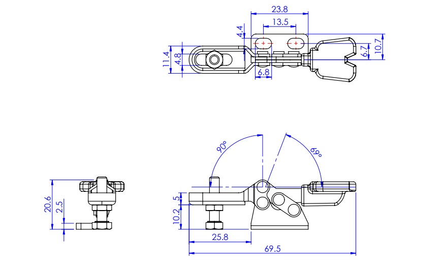 Toggle Clamp - Horizontal - U-Shaped Arm (Low Flange Base) GH-22035 