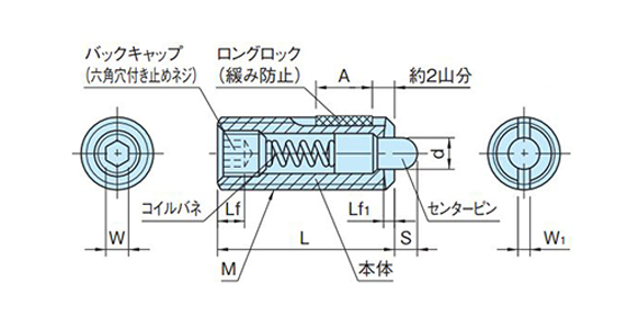 Spring Plunger (With Long Lock) (LPL, LPLN) dimensions
