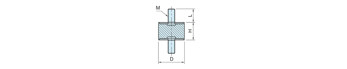 Rubber Vibration Damper (Stud/Stud) outline drawing