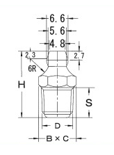Drawing of Lubricator Series Grease Fitting JIS Type (R Thread) A Type