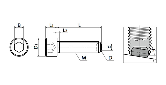 Dimensional drawing of Clamping Bolt SCB-FB/SCBS-FB