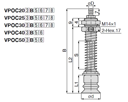 Long Stroke Bellows Type VPC Barb Fitting Type without Cover 