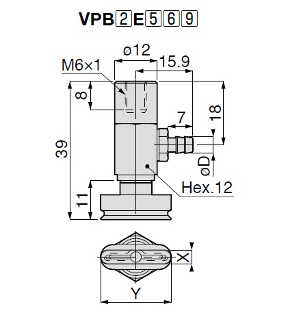 Vacuum Pad Oval Type VPB Barb Fitting Type 