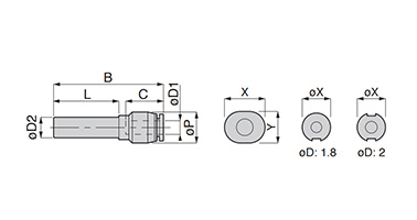 Unequal Plug-in Straight dimensional drawing (dimensions of release ring)