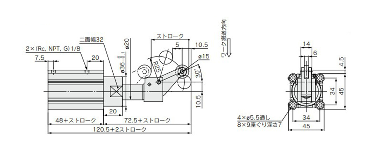 Tube internal diameter: 32 mm / RS□QB32□-□DLZ (double acting type)