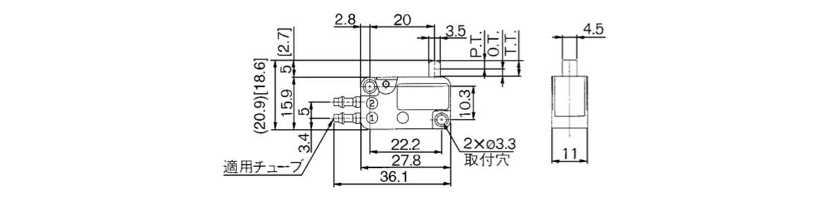 Basic type VM1000-4N-00/VM1000-4NU-00/VM1100-4N-00/VM1100-4NU-00 dimensional drawing