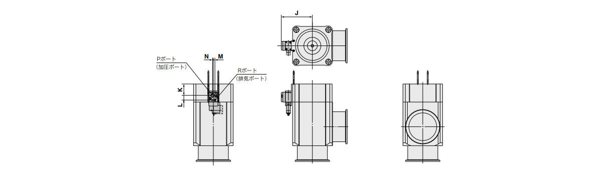 XLAV dimensional drawing with solenoid valve 