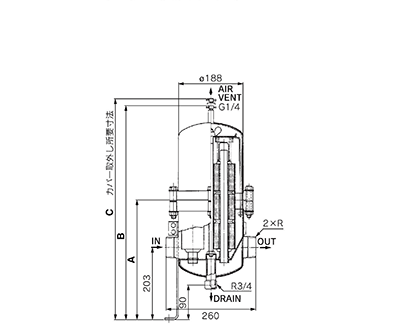 Industrial filter FGE series, drawing 02