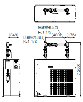 Refrigerated air dryer, IDF60/70/80/90 series, IDF-BP340 drawing