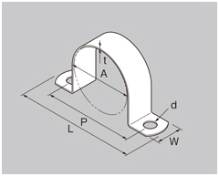 Drawing of saddle clamp, SBNT, thick-plate saddle band (bolt holes)