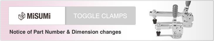 MISUMI TOGGLE CLAMPS Notice of Part Number & Dimension changes