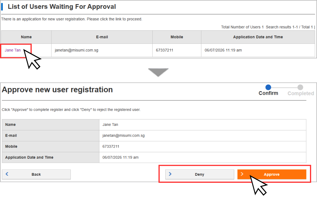Admin approval email notification