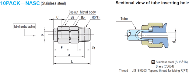 [Package Product] Bolting Joints for Mold Cooling - For High Temperature (180°C Series) / Straight Joints: Related Image