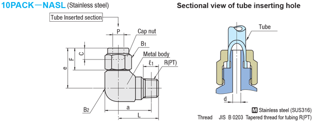 [Package Product] Bolting Joints for Mold Cooling - For High Temperature (180°C Series) / L-shaped Joints: Related Image