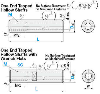 Hollow with Wrench Flats/One End Tapped:Related Image