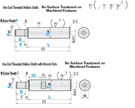 Hollow with Wrench Flats/One End Threaded:Related Image