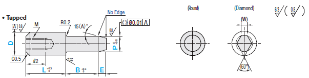 Locating Pins - High Hardness Stainless Steel, Small Head, Tapered (Tapped):Related Image