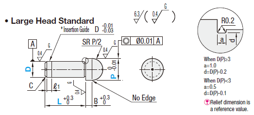 Locating Pins for Height Adjusting - Large Head Press Fit:Related Image