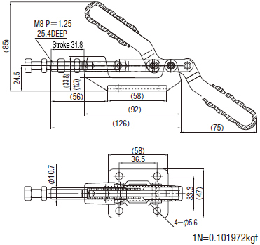 (Economic Type) Side Fixed Closing Pressure of Side Push Type Toggle Clamp 2720N