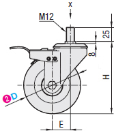Economic type Electrically conductive wheel Screw type with brake Dimensional drawing