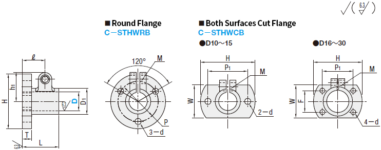 MISUMI Economic Type Shaft Supports Dimensional Drawing