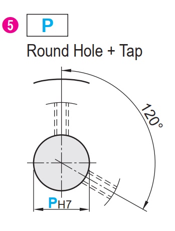 Misumi timing belt pulley shaft hole P round hole and threaded hole specifications