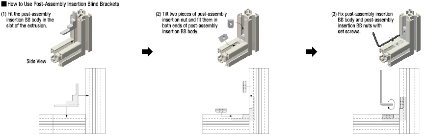 [Clean & Pack] [Clean & Pack]5 Series (Slot Width 6 mm) - 20, 25, 40 Square Post-Assembly Insertion Blind Brackets: Related Image