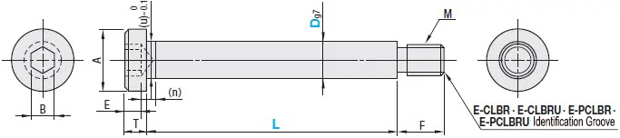 Pivot Pins Shouldered, Lock Nut, Dimensional Drawing HINGE PINS