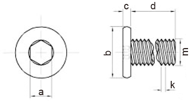 Ultra Low Head Hex Socket Dimensional Drawing