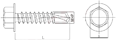 DIN7504K Hexagon Drilling with Spring Washer Dimensional Drawing